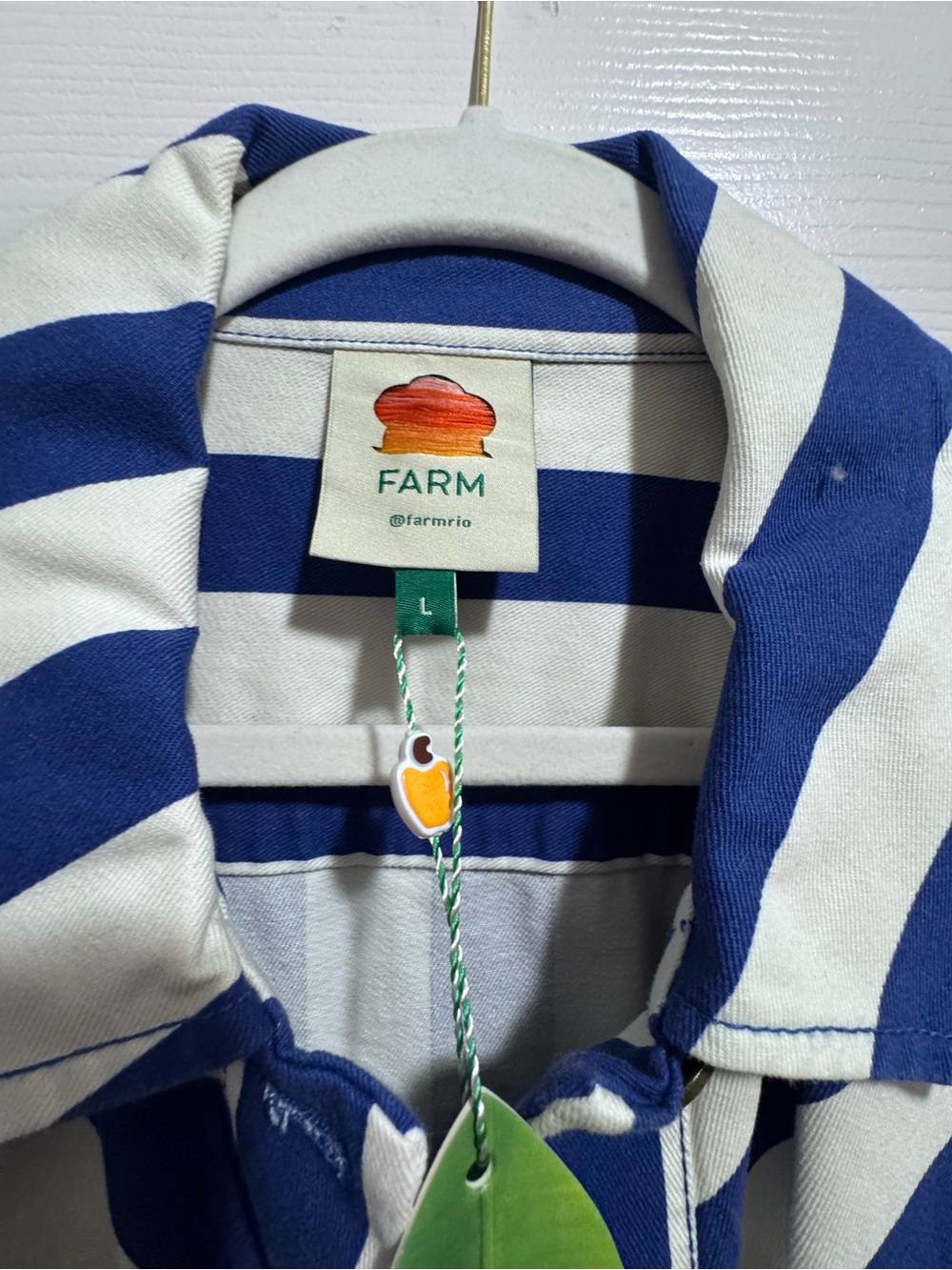 FARM Rio Blue and White Striped Cotton Romper - Picture 6 of 7